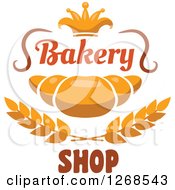 Clipart Of A Golden Croissant With Wheat Text And A Crown Royalty Free Vector Illustration