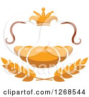 Clipart Of A Golden Croissant With Wheat And A Crown Royalty Free Vector Illustration
