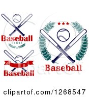 Clipart Of Baseballs And Crossed Bat Designs Royalty Free Vector Illustration