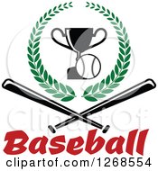 Poster, Art Print Of Championship Trophy And Baseball In A Wreath Over Text And Crossed Bats