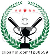 Poster, Art Print Of Championship Trophy And Baseball With Crossed Bats And Stars In A Wreath
