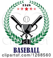 Clipart Of A Championship Trophy With Text And A Baseball With Crossed Bats And Stars In A Wreath Royalty Free Vector Illustration