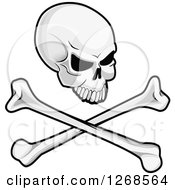 Clipart Of A Grayscale Human Skull And Crossbones Royalty Free Vector Illustration