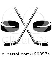 Poster, Art Print Of Black And White Hockey Pucks And Crossed Sticks