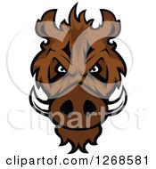 Poster, Art Print Of Brown Vicious Razorback Boar Mascot Head