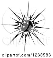 Clipart Of A Black And White Bowling Ball Crashing Royalty Free Vector Illustration