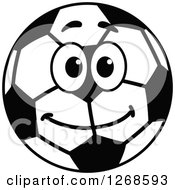 Poster, Art Print Of Black And White Happy Soccer Ball Character