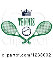 Poster, Art Print Of Crown Over Text A Tennis Ball And Crossed Rackets