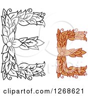 Poster, Art Print Of Floral Capital Letter E Designs With A Flower