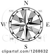 Poster, Art Print Of Black And White Nautical Compass