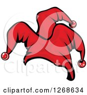 Clipart Of A Red Jester Hat Royalty Free Vector Illustration by Vector Tradition SM