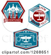 Clipart Of Red White And Blue Airplane Designs Royalty Free Vector Illustration