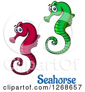 Poster, Art Print Of Cartoon Seahorses