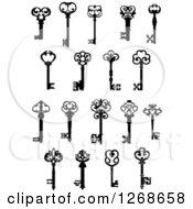 Clipart Of Black And White Antique Skeleton Keys 5 Royalty Free Vector Illustration