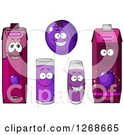 Clipart Of Happy Plum And Juice Characters Royalty Free Vector Illustration