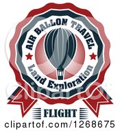 Clipart Of A Red White And Blue Hot Air Balloon Design With Sample Text Royalty Free Vector Illustration