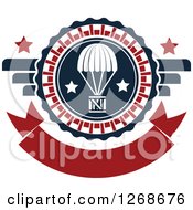 Poster, Art Print Of Red White And Blue Airdrop Crate And Parachute And Stars Design