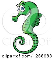 Poster, Art Print Of Cartoon Green Seahorse