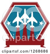 Poster, Art Print Of Red White And Blue Airplane And Stars Design