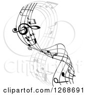 Poster, Art Print Of Grayscale Flowing Music Note Wave Design