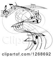 Poster, Art Print Of Grayscale Flowing Music Note Wave Design 2