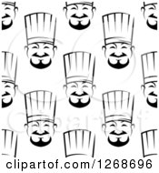 Poster, Art Print Of Seamless Background Pattern Of Black And White Asian Chef Faces