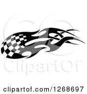 Poster, Art Print Of Black And White Flaming Checkered Tribal Racing Flag