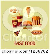 Poster, Art Print Of Fast Food Over Text On Green