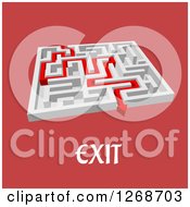 Poster, Art Print Of 3d White Maze With A Red Arrow Leading To The Exit With Text