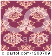 Poster, Art Print Of Seamless Pattern Background Of Pink Lotus Henna Flowers