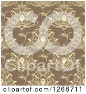 Poster, Art Print Of Seamless Pattern Background Of Yellow Henna Flowers On Tan
