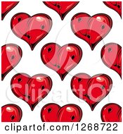 Poster, Art Print Of Seamless Background Pattern Of Punctured Red Hearts