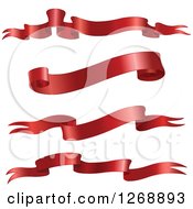 Clipart Of Blank Red Ribbon Scroll Banners Royalty Free Vector Illustration