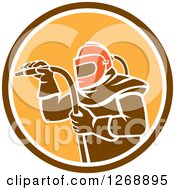 Clipart Of A Sandblaster In A Brown White And Yellow Circle Royalty Free Vector Illustration