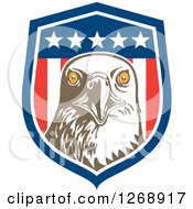 Poster, Art Print Of Retro Bald Eagle Head In An American Flag Shield