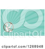 Retro Female House Painter On A Turquoise Ray Business Card Design