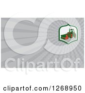 Clipart Of A Retro Excavator Machine On A Gray Ray Business Card Design Royalty Free Illustration