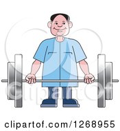 Poster, Art Print Of Happy Senior Man Working Out With A Barbell