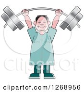 Poster, Art Print Of Senior Man Lifting A Heavy Barbell Over His Head