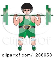 Poster, Art Print Of White Bodybuilder Woman Working Out With A Barbell