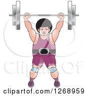 Poster, Art Print Of White Bodybuilder Woman Lifting A Barbell Over Her Head