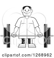 Poster, Art Print Of Happy Black And White Senior Man Working Out With A Barbell