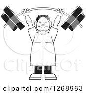 Clipart Of A Black And White Senior Man Lifting A Heavy Barbell Over His Head Royalty Free Vector Illustration