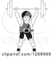 Poster, Art Print Of Black And White Bodybuilder Woman Lifting A Barbell Over Her Head