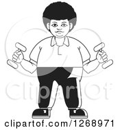 Clipart Of A Black And White Woman Working Out With Dumbbells Royalty Free Vector Illustration