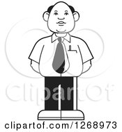 Poster, Art Print Of Black And White Bald Businessman In A Tie