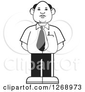Clipart Of A Black And White Bald Businessman In A Tie Royalty Free Vector Illustration by Lal Perera
