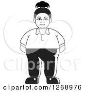 Poster, Art Print Of Black And White Chubby Woman Standing In Sweats 2