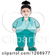 Clipart Of A Chubby Woman Standing In Sweats Royalty Free Vector Illustration by Lal Perera