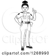 Poster, Art Print Of Black And White Slim Police Woman Holding A Pistol
